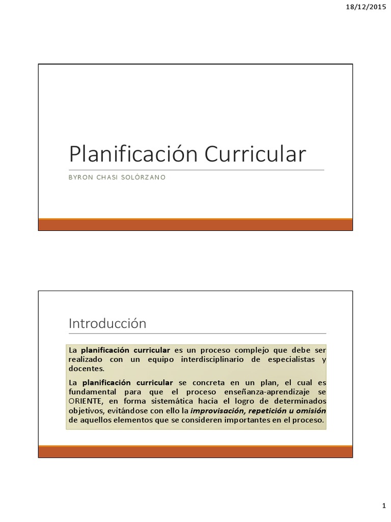 Definición de Planificación Curricular | PDF | Planificación | Plan de ...