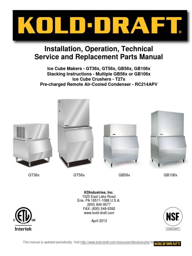 Ice Maker Kold Draft60.Series Service.manual Rev.04.2013 PDF