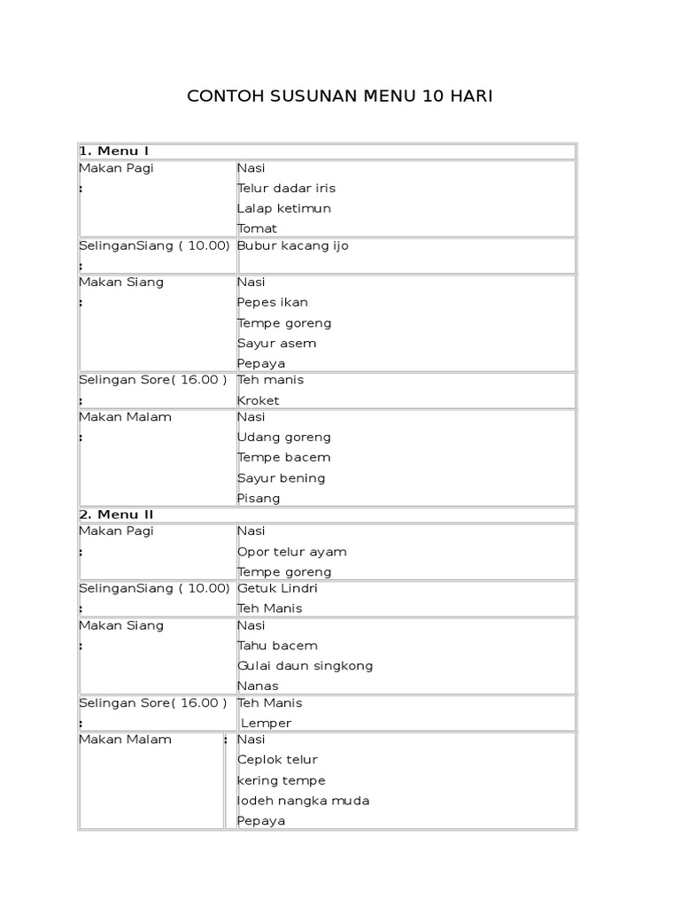 Dokumen Tips Menu Makanan 10 Hari Pdf