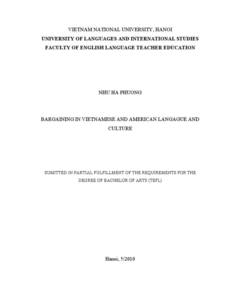 BARGAINING IN VIETNAMESE AND AMERICAN LANGAGUE AND CULTURE - NH Hà ...