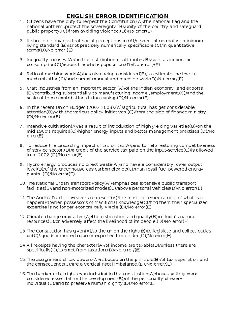 Error Identification Exercises PDF | PDF | Taxes | Economies