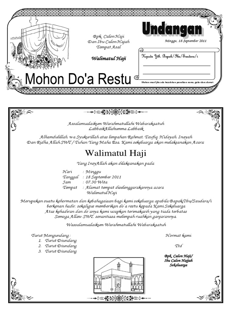 Surat Undangan Walimatul Haji Doc