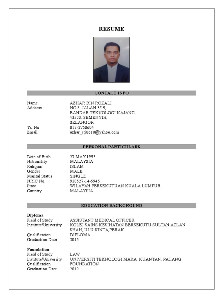 Resume Azhar | PDF | Self-Improvement | Science & Mathematics