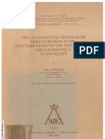 Alfons Wouters, The Grammatical Papyri From Graeco-Roman Egypt. Contribution To The Study of The 'Ars Grammatica' in Antiquity