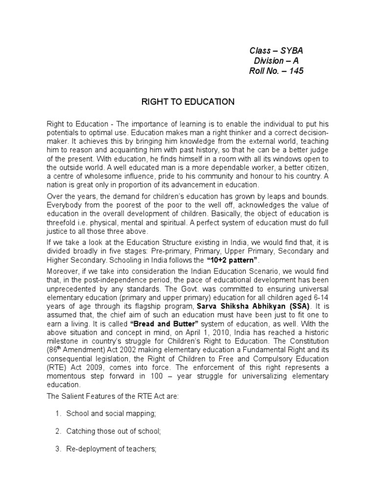 right to education essay pdf