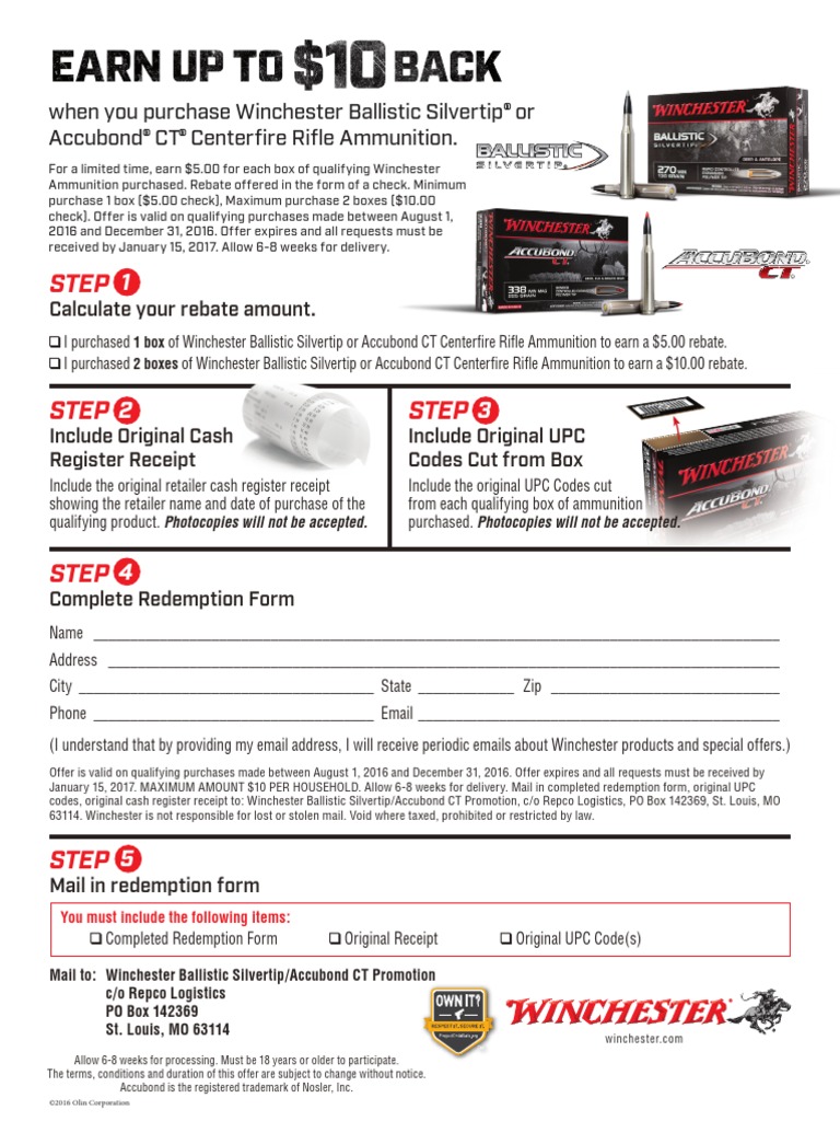 2016 Winchester Ballistc Accubond Rebate PDF
