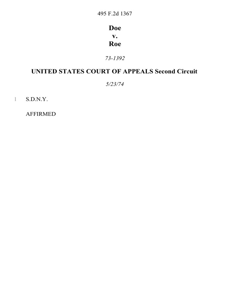 Doe v. Roe Case Summary 495 F.2d 1367 | PDF