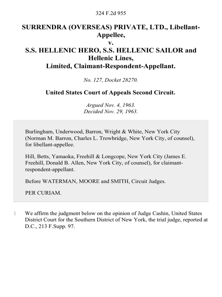 Appeal Decision: Surendra v. Hellenic Lines | PDF