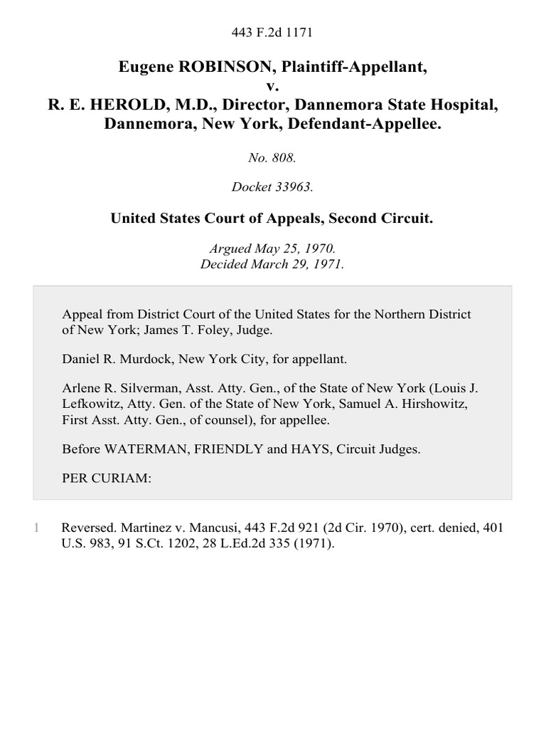 Eugene Robinson v. R. E. Herold, M.D., Director, Dannemora State