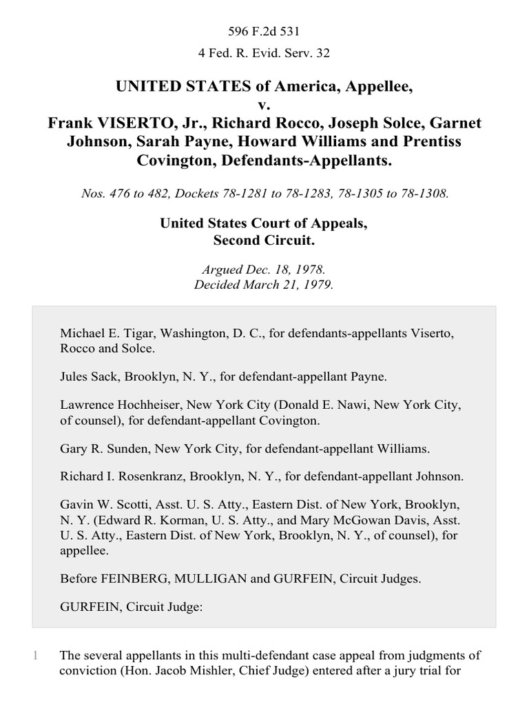 United States v. Frank Viserto, JR., Richard Rocco, Joseph Solce ...