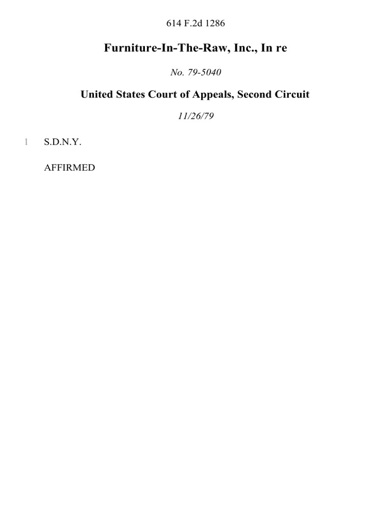 FurnitureInTheRaw, Inc., in Re, 614 F.2d 1286, 2d Cir. (1979) PDF