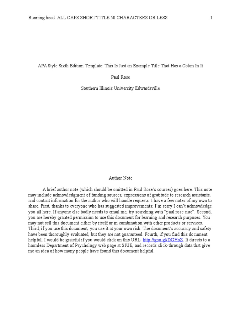 APA Style Template for Academic Papers | PDF