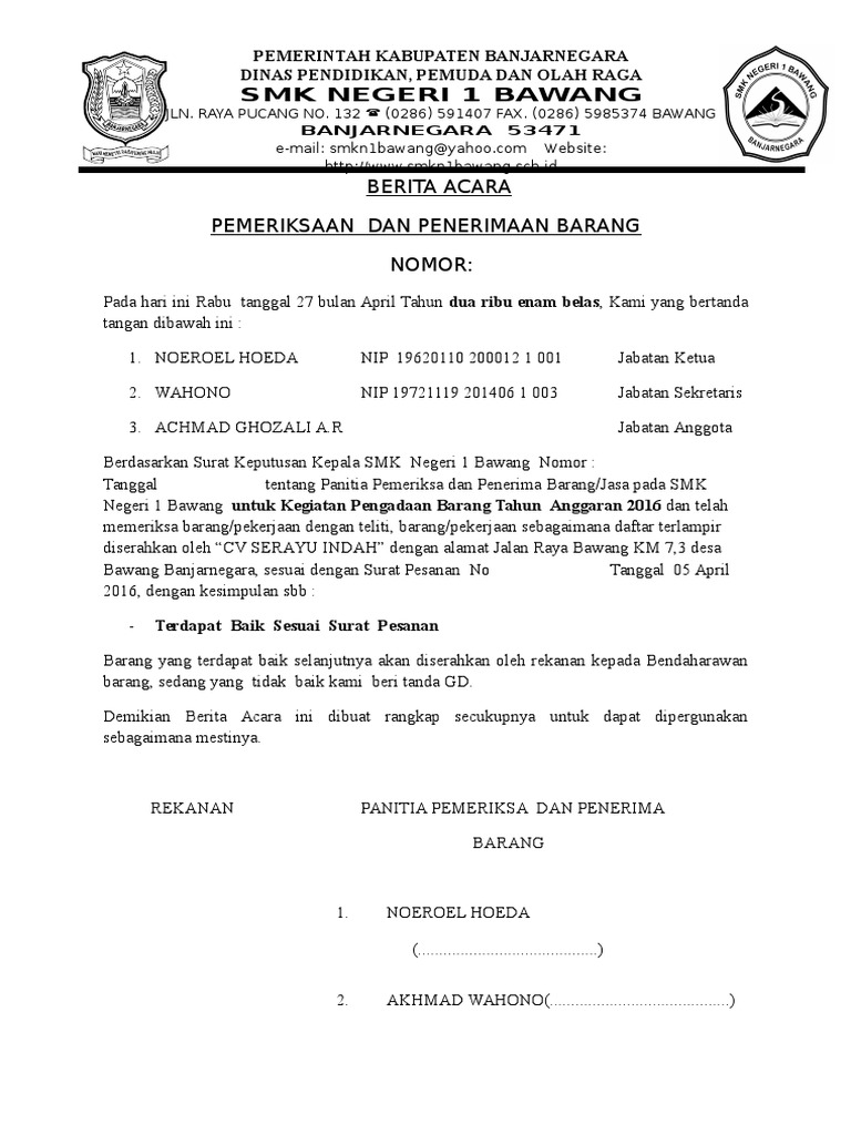 Bap 2019 Surat Penerimaan Penolakan