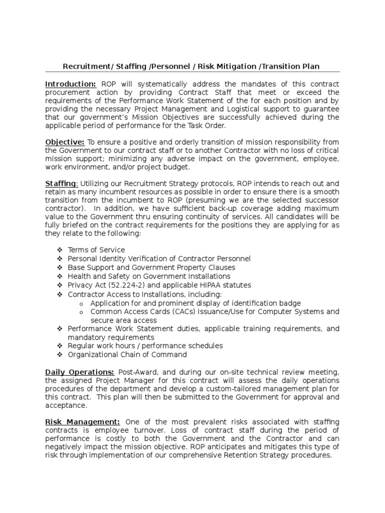 Recruitment Staffing Risk Mitigation DRAFT | PDF | Employee Benefits ...