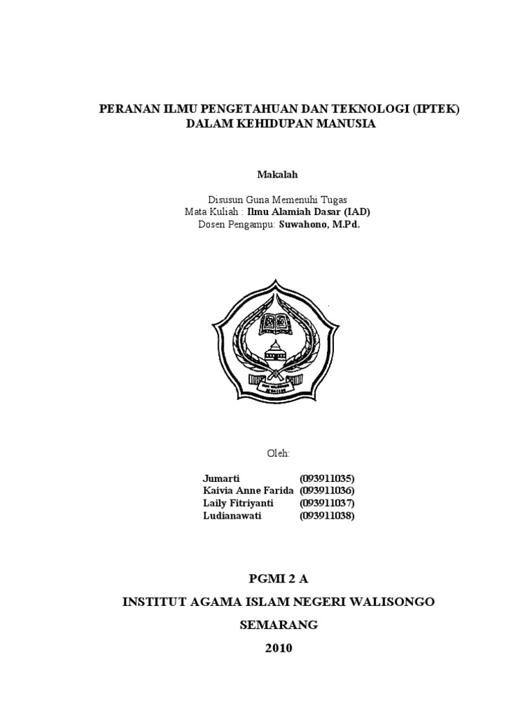 Peranan Ilmu Pengetahuan Dan Teknologi  PDF
