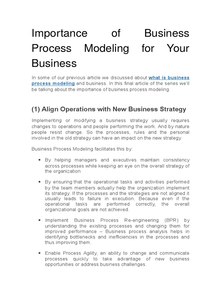 Importance of Business Process Modeling For Your Business | PDF