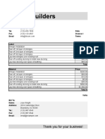 Invoice For Labor and Material