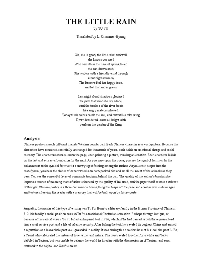 The Little Rain Poetry Fiction & Literature