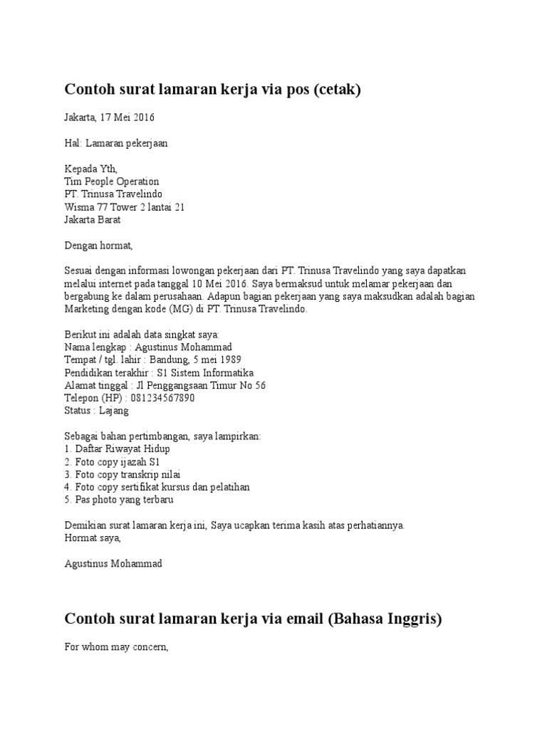 Download 84+ Contoh Surat Contoh Surat Lamaran Kerja Xls Terbaik Dan Terbaru