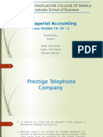 LA CONSOLACION COLLEGE OF MANILA Graduate School of Business Managerial Accounting Case Studies Ch. 16 – 2 Prestige Telephone Company