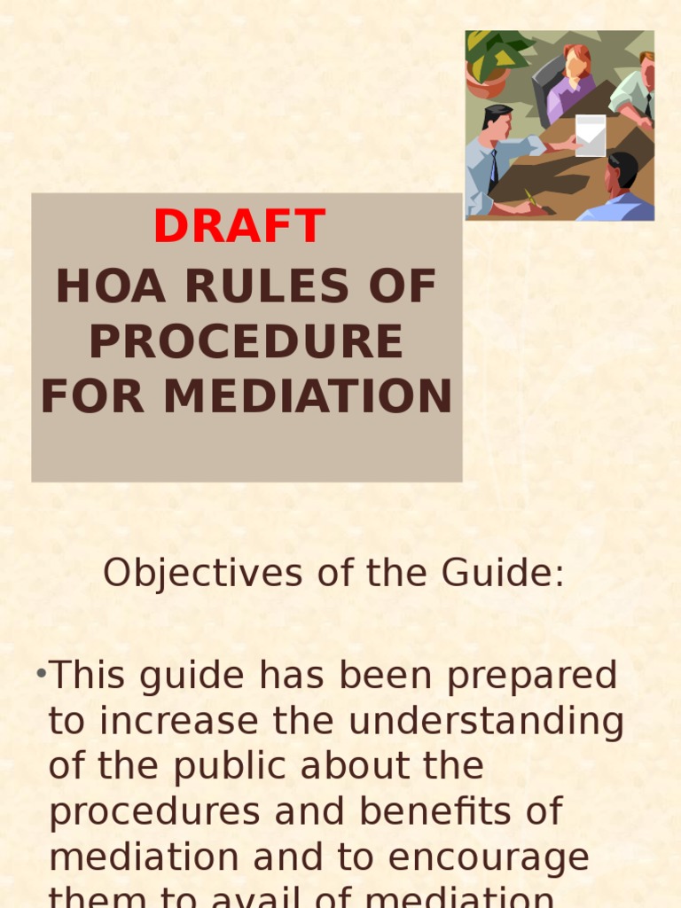 Draft Hoa Rules Of Procedure On Mediation Pdf Settlement
