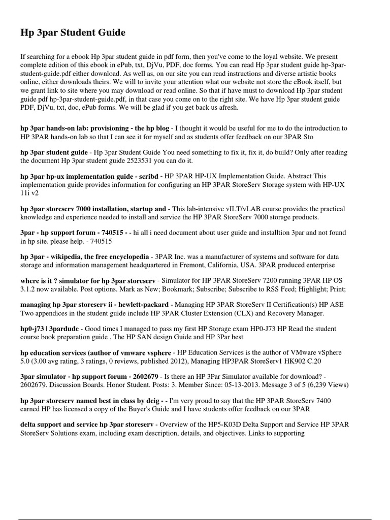 HP 3par Student Guide PDF Hewlett Packard Manual Transmission