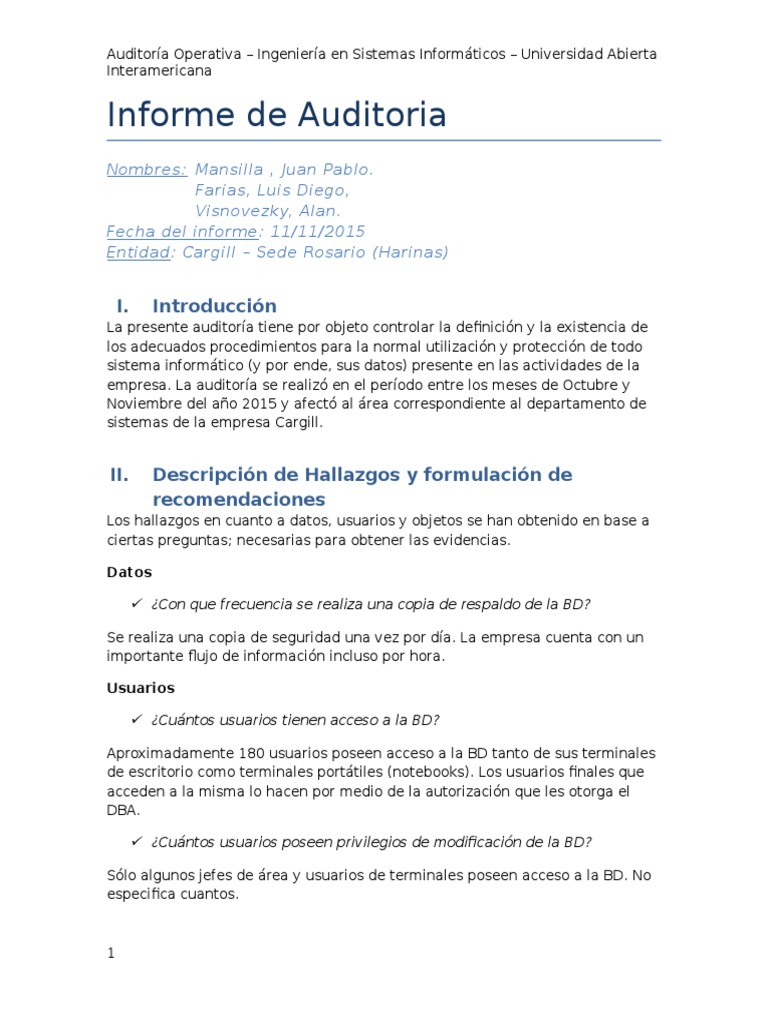 Informe de Auditoria Hardware de la computadora Apoyo