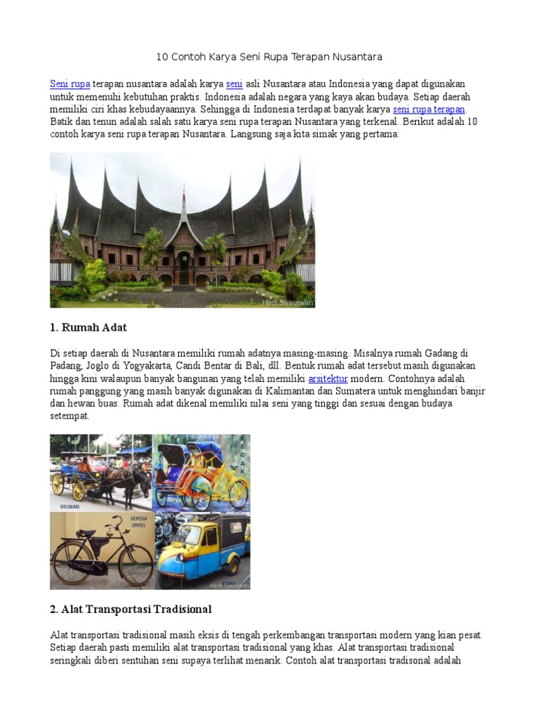 10 Contoh Karya Seni Rupa Terapan Nusantara