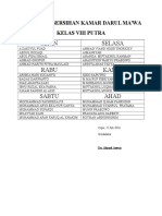 Jadwal Kebersihan Kamar Darul Ma