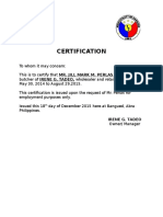 Certification: Irene G. Tadeo