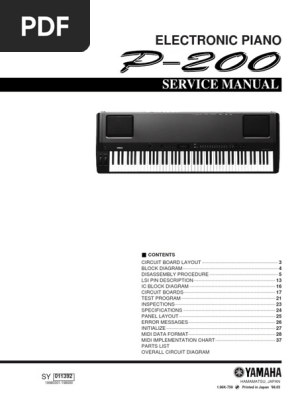 Yamaha P-200 Service Manual | PDF | Piano | Equalization (Audio)