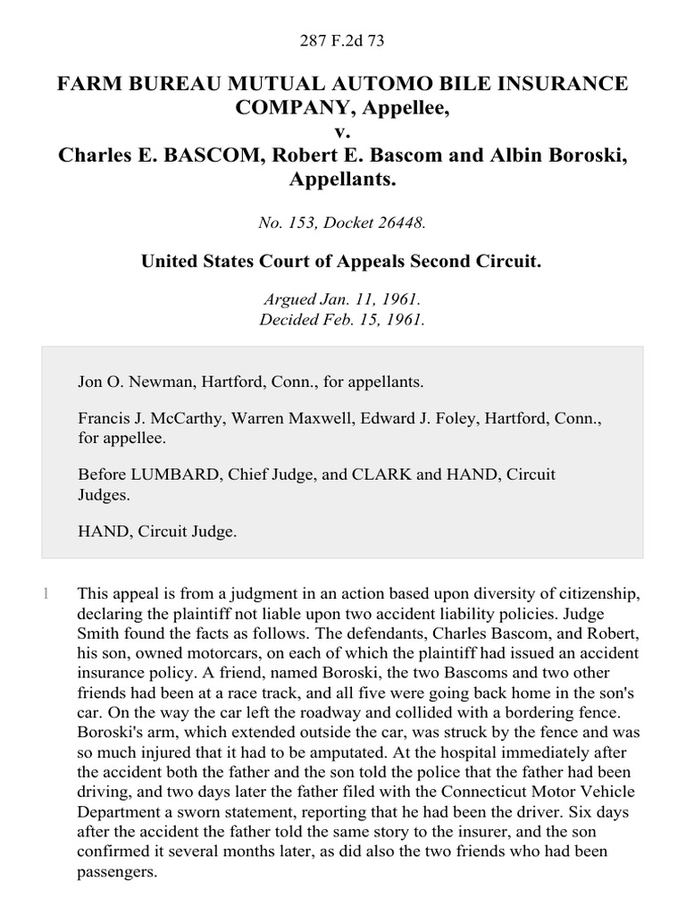 Farm Bureau Mutual Automo Bile Insurance Company v. Charles E. Bascom ...