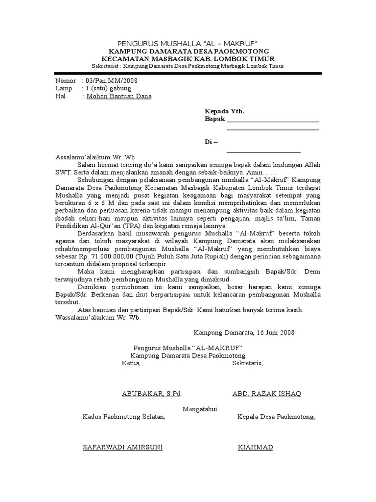 Proposal Pembangunan Musholla