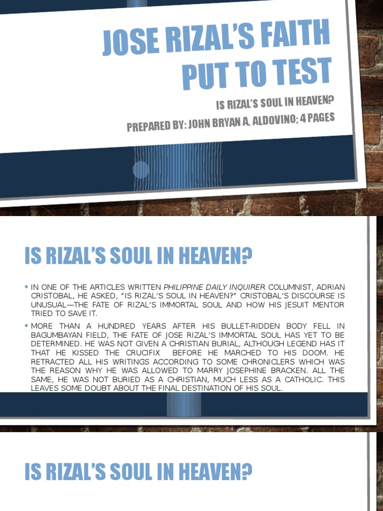Rizal's Soul: Faith and Final Fate | PDF | Soul | Theology
