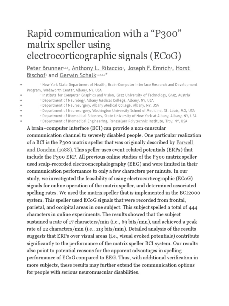 Rapid Communication With A | PDF | Event Related Potential ...