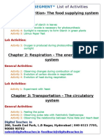 Biology List of Activities
