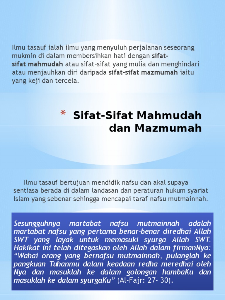 Sifat-Sifat Mahmudah Dan Mazmumah | PDF