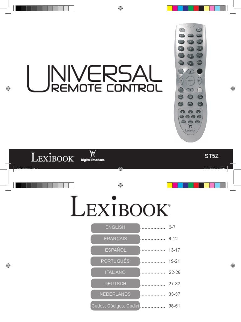 Manual Mando Universal Remote Control Digital Television