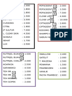 Catatan Daftar Harga Toko 1