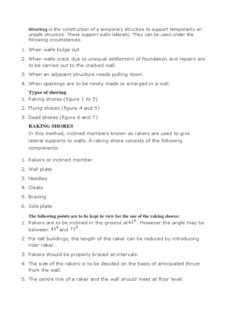 Types of Shoring for Unsafe Structures | PDF