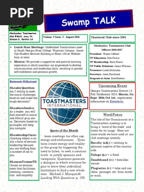 Swamp Talk August 2016