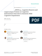 Effects of Age, APOE ε4, Cognitive Reserve and Hippocampal Volume on Cognitive Intervention