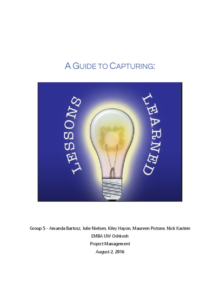 Capturing Lessons Learned in Projects | PDF | Share Point | Business