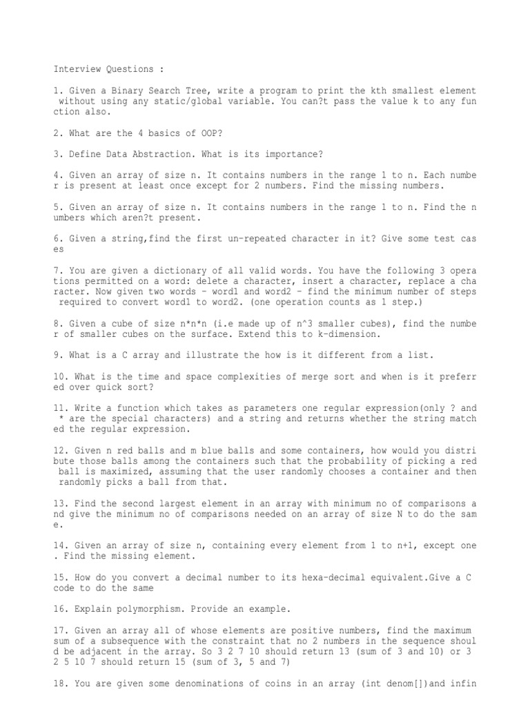 Amazon Interview Paper Pdf Array Data Structure String Computer