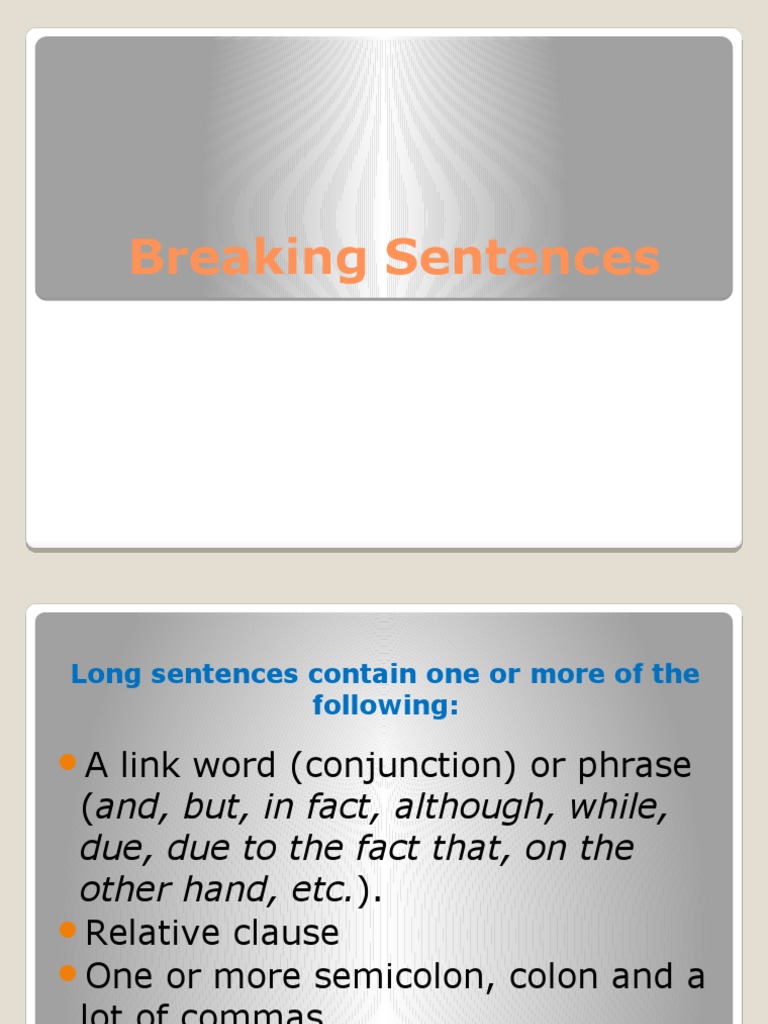 Breaking Sentences PDF Clause Sentence (Linguistics)