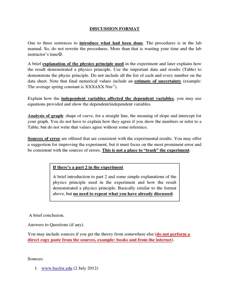 Discussion Format: Do Not Perform A Direct Copy Paste From The Sources ...
