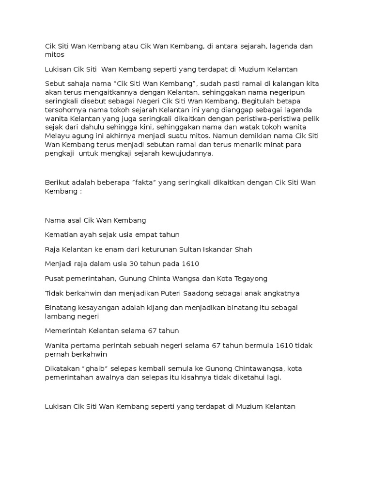 Cik Siti Wan Kembang Atau Cik Wan Kembang Pdf