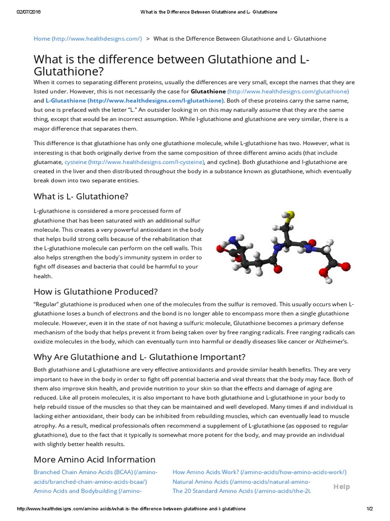What is the Difference Between Glutathione and L Glutathione