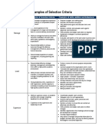 Examples of Selection Criteria