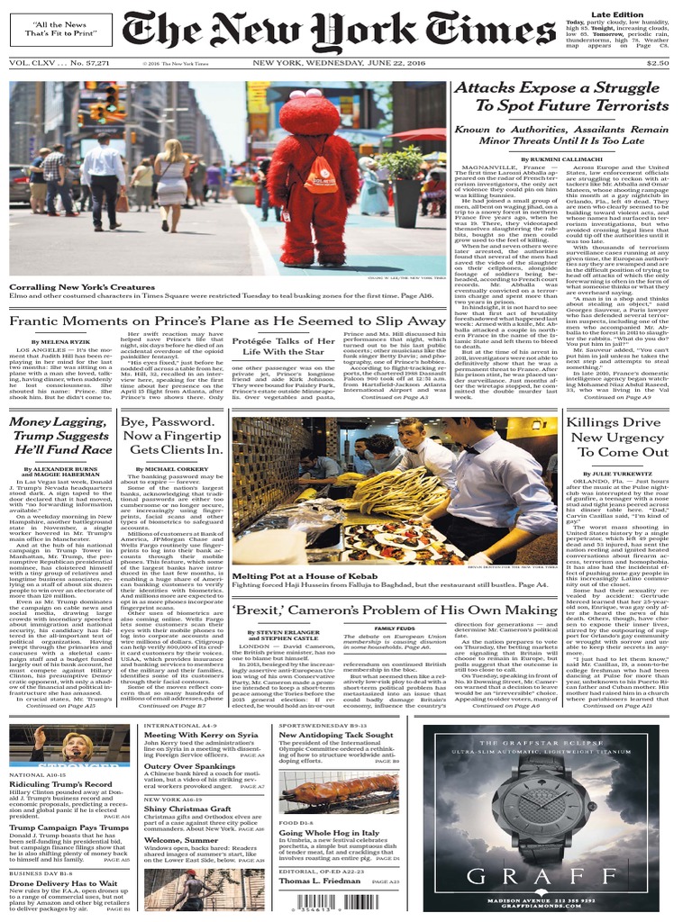 The New York Times June 22 2016 Pdf Conservative Party Uk - the new york times june 22 2016 pdf conservative party uk david cameron